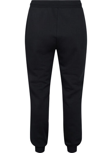 Joggebukser med knyting og lommer, Black, Packshot image number 1