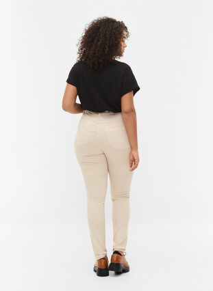 Amy jeans med høyt liv og utrolig slim fit, Oatmeal, Model image number 1
