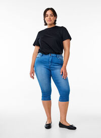 Amy capribukser med høyt liv og super slim fit, Blå Amy capribukser med høyt liv og super slim fit, Blå, Model