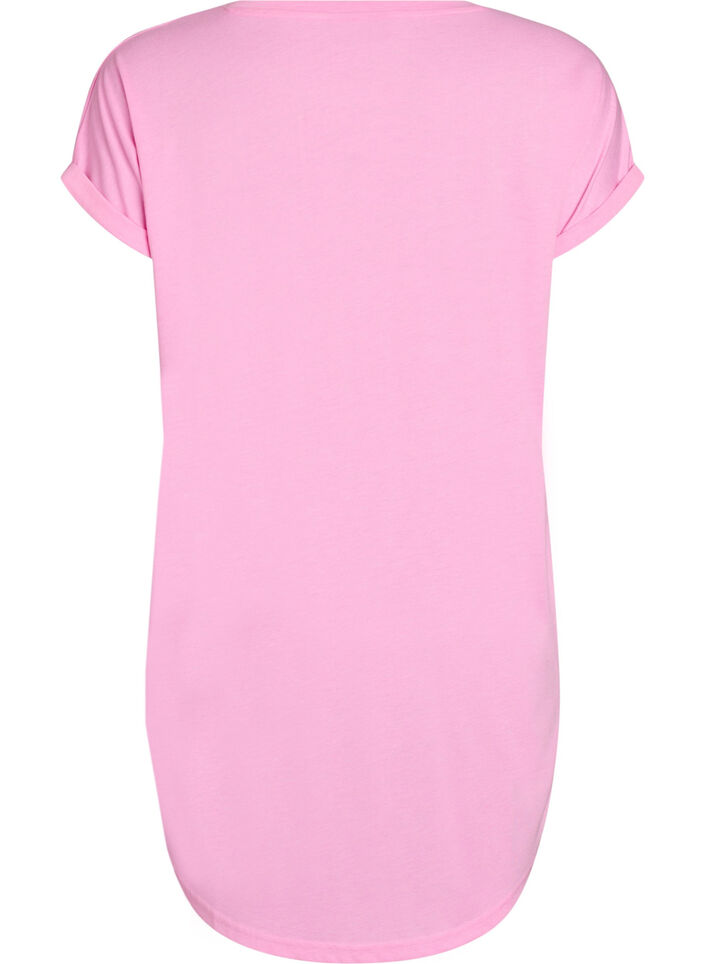 Kortermet nattkjole med teksttrykk, Rosa, Packshot image number 1