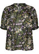 Bluse med blomstertrykk og V-hals, Svart, Packshot image number 0