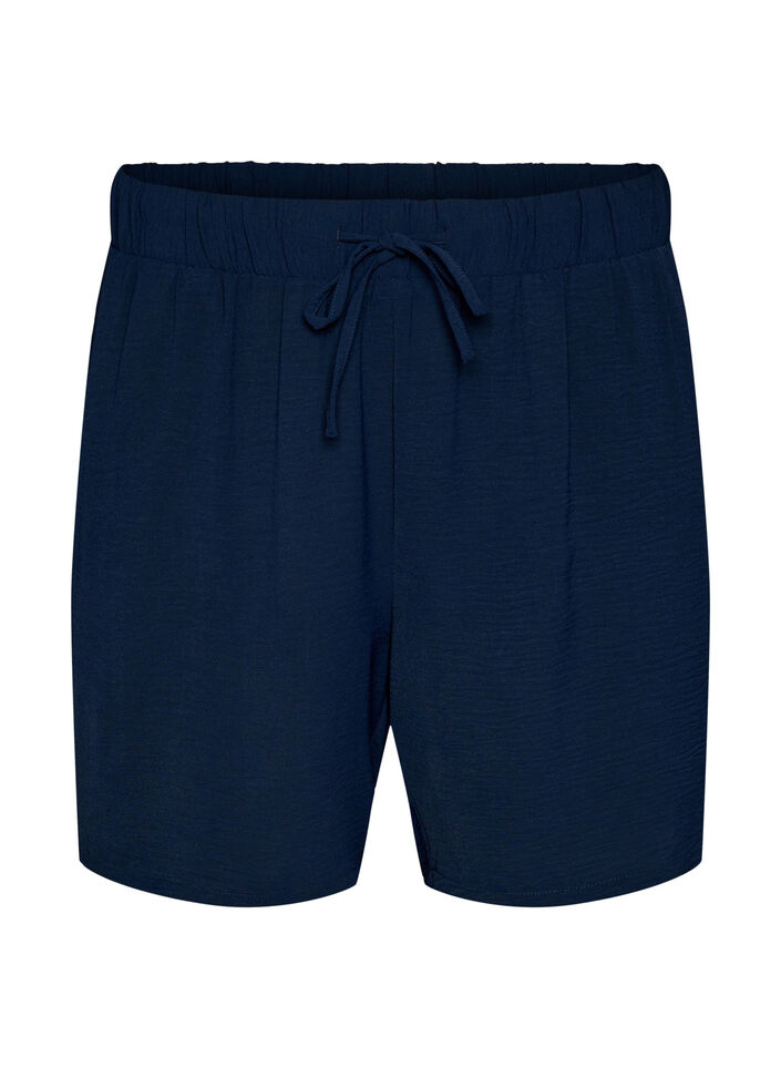 Shorts med lommer og elastisk linning, Bl&aring;, Packshot image number 0