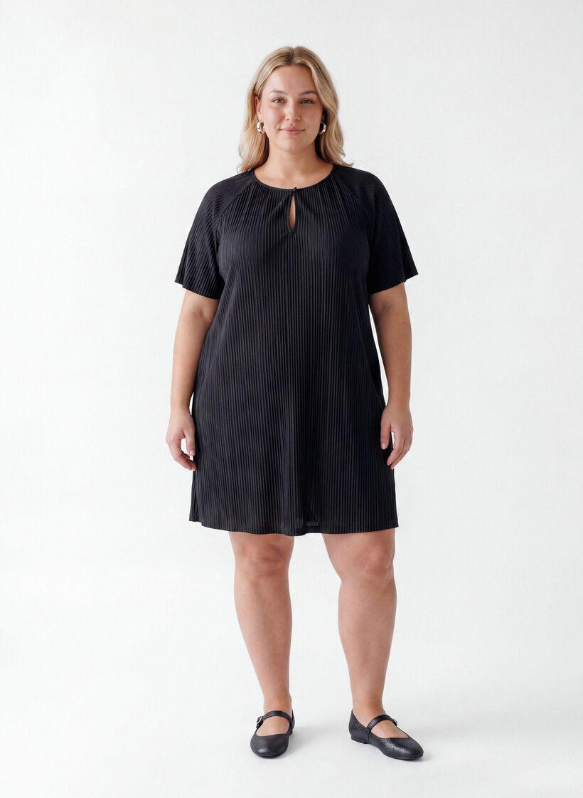Jerseytunika med teksturerte striper, Svart, Model image number 0