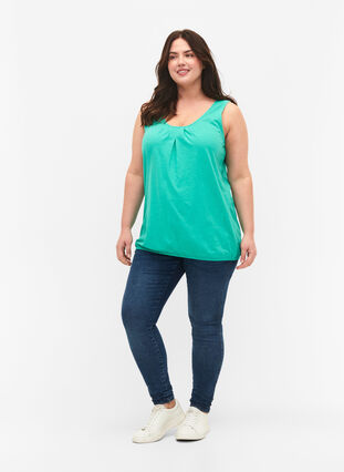Bomullstopp med blondekant, Aqua Green, Model image number 2