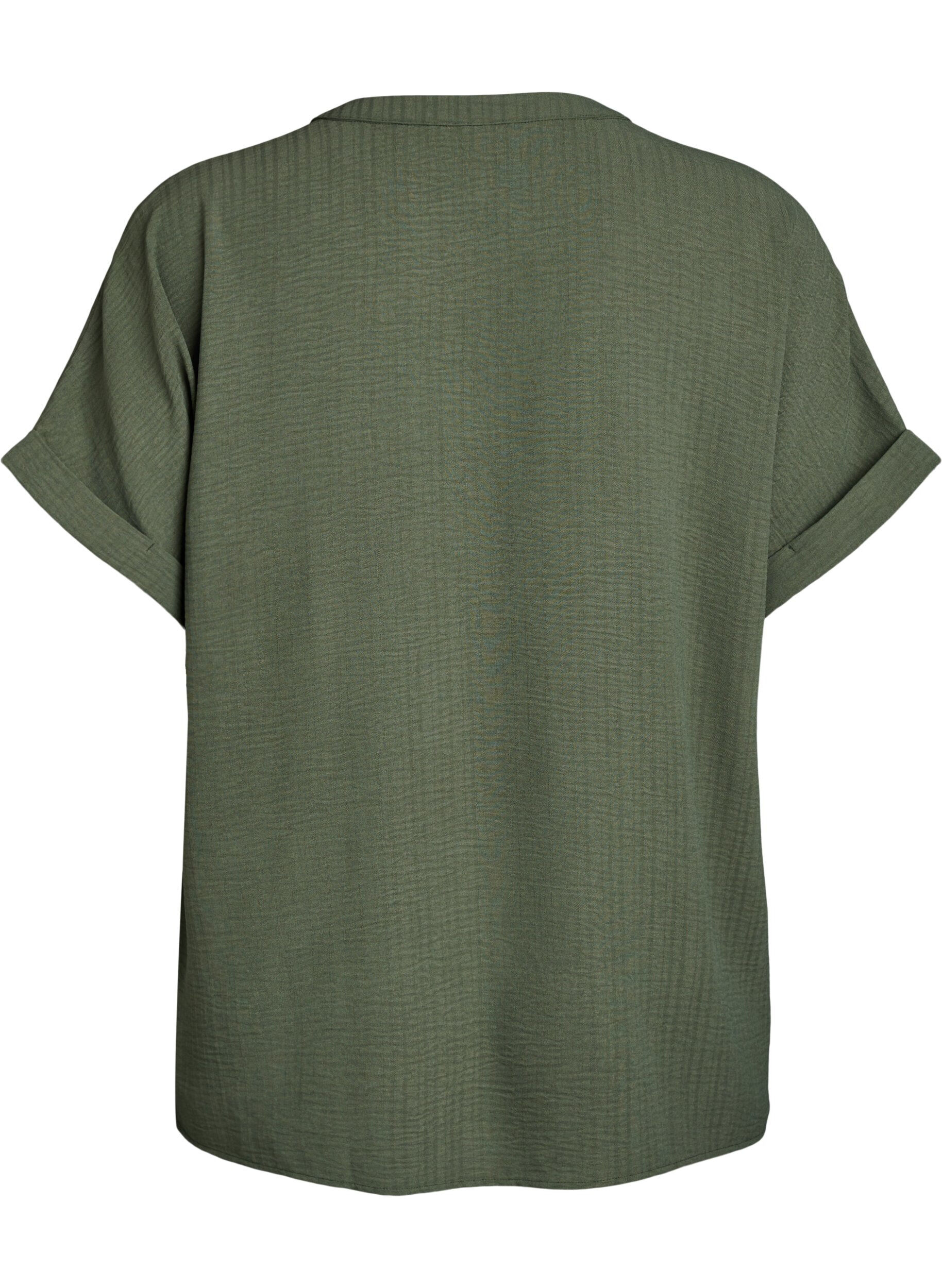 ZizziL&oslash;s bluse med korte ermer, Gr&oslash;nn, Packshot image number 1
