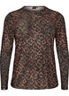 Mesh bluse med trykk, Brun, Packshot image number 0