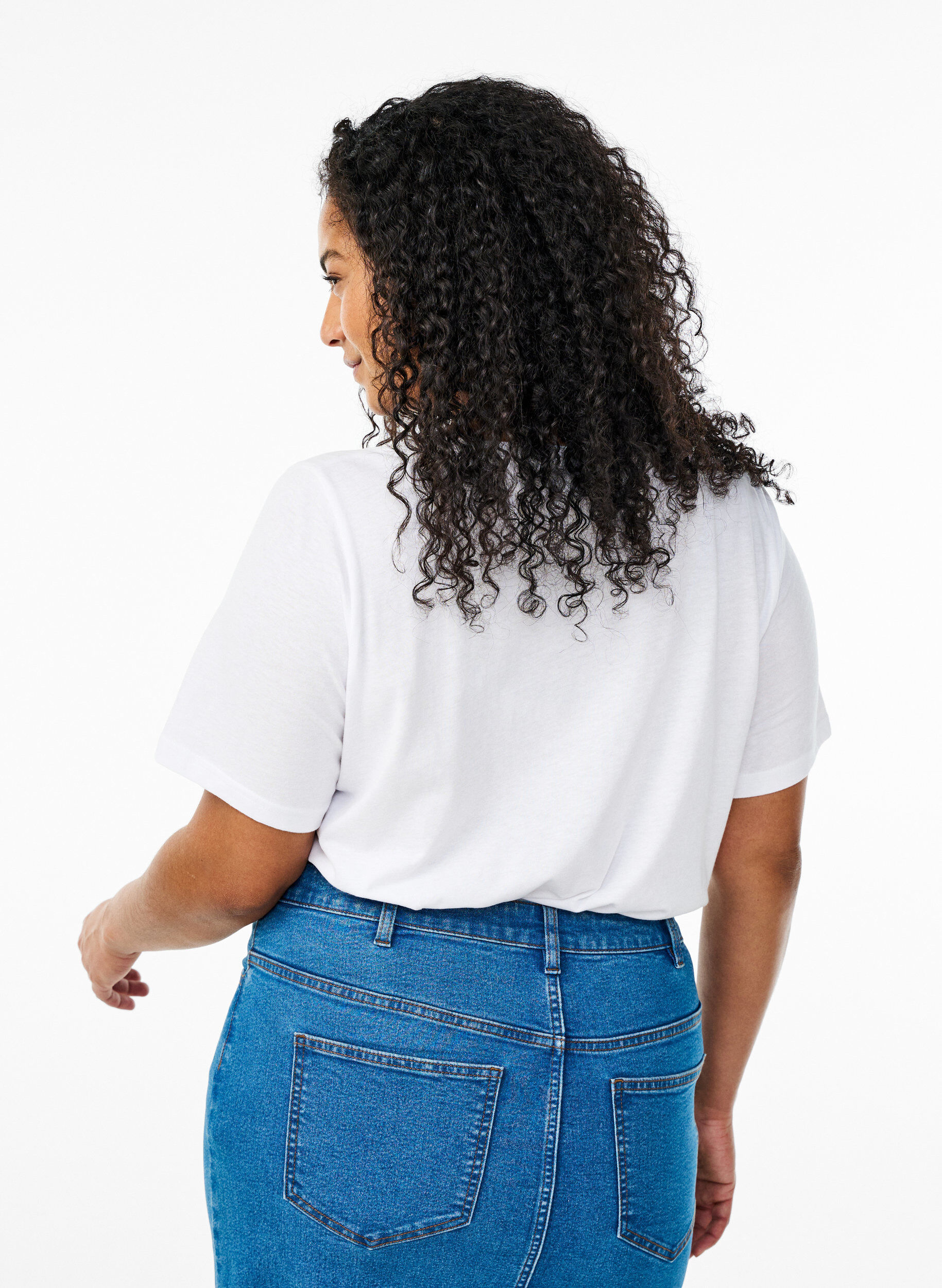 Zizzi 2-pakke t-skjorter med v-hals, Svart, Model image number 2