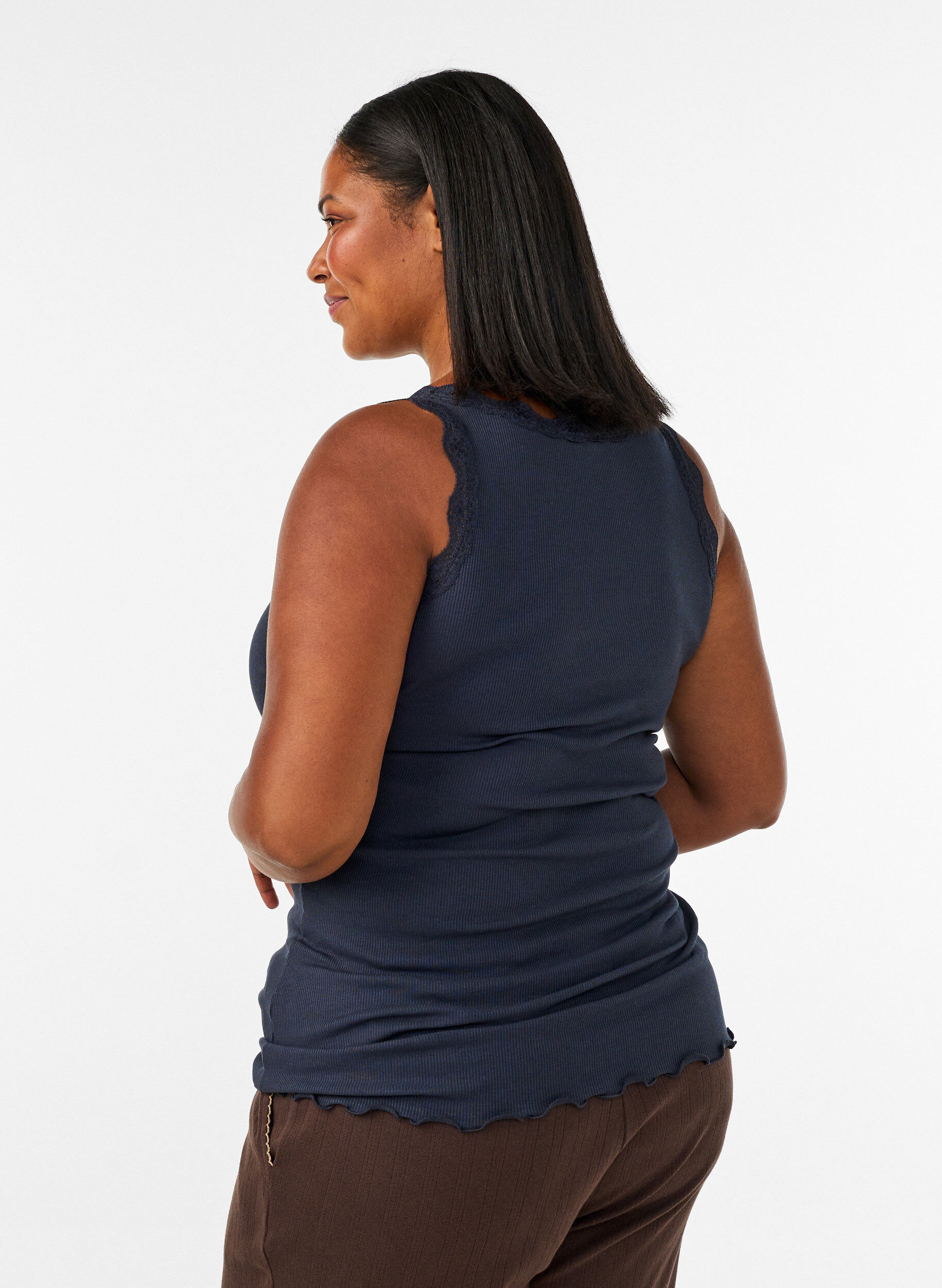 ZizziTopp med blondekant, Bl&aring;, Model image number 2