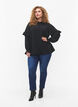 Bluse med volanger og knapper, Black, Model image number 2