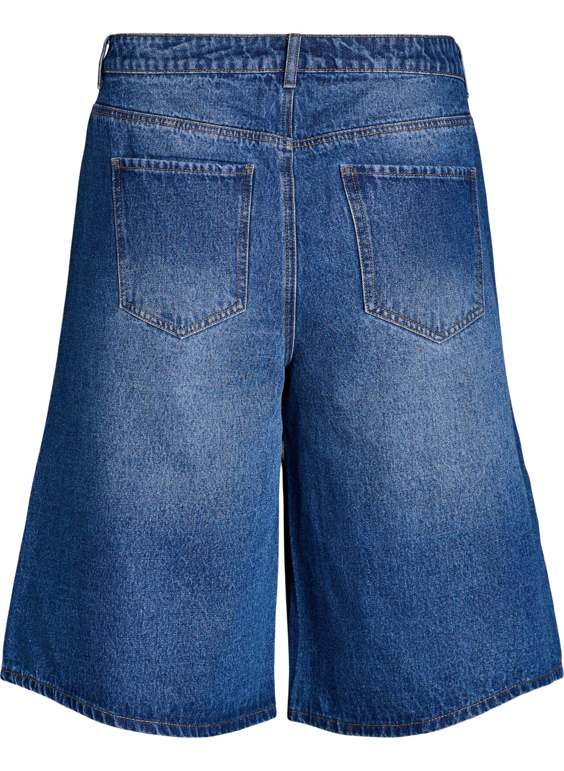 ZizziH&oslash;yt midjede denimshorts, Bl&aring;, Packshot image number 1