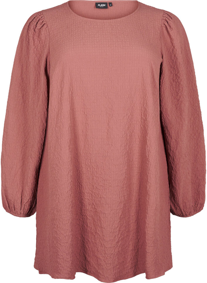 FLASH - Langermet tunika med rund hals, Brun, Packshot image number 0
