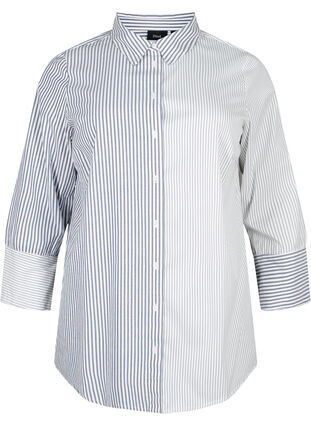 Zizzi Langermet skjorte med striper, Lava Smoke Stripe, Packshot image number 0