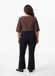 Skjortebluse med v-hals og 3/4 ermer, Brun, Model image number 2