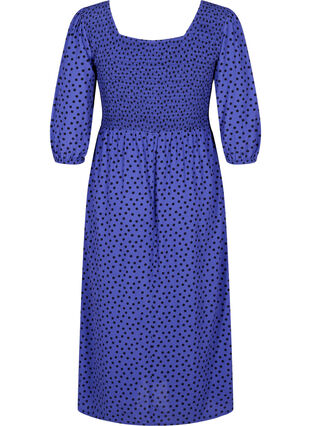Prikkete kjole i viskose med smock, R.Blue w. Black Dot, Packshot image number 1