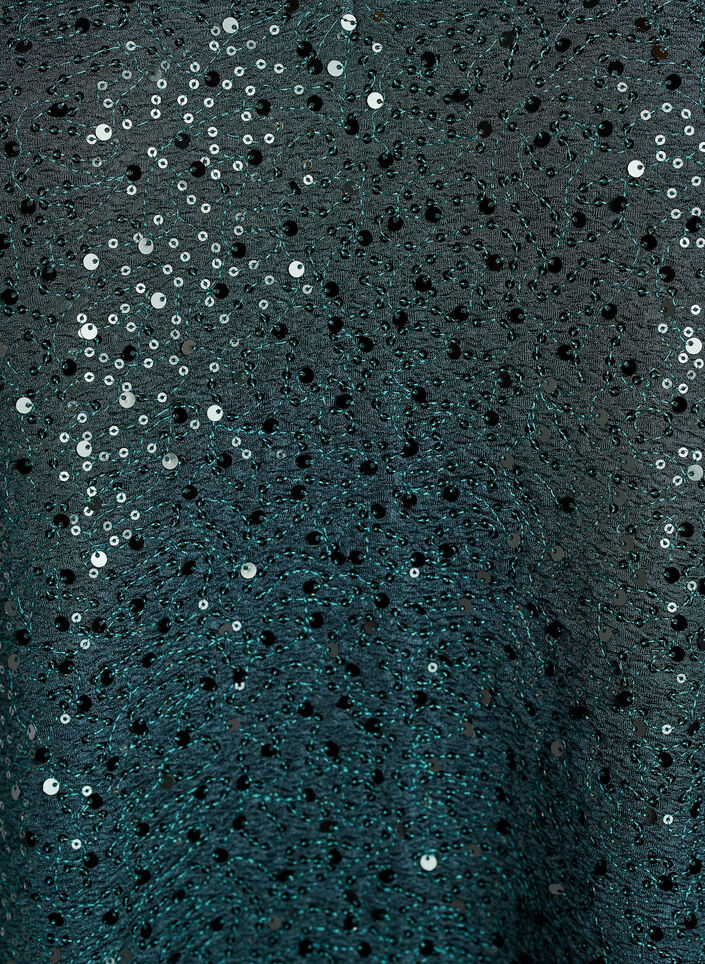 Kort paljettkjole med puffede ermer, Grønn, Packshot