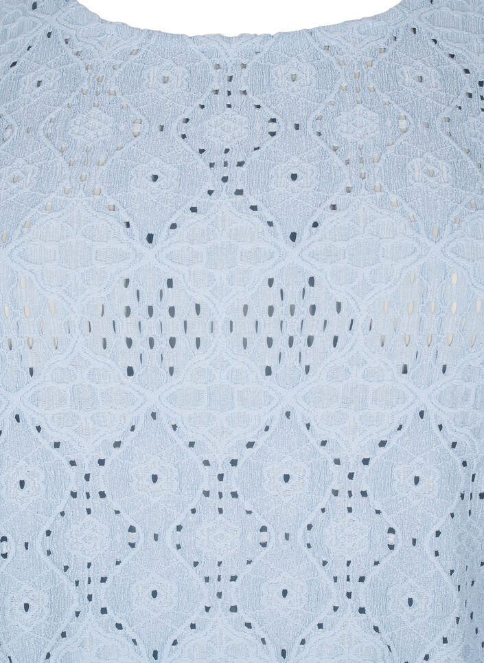 Kortermet bluse med blondemønster, Cashmere Blue, Packshot image number 2