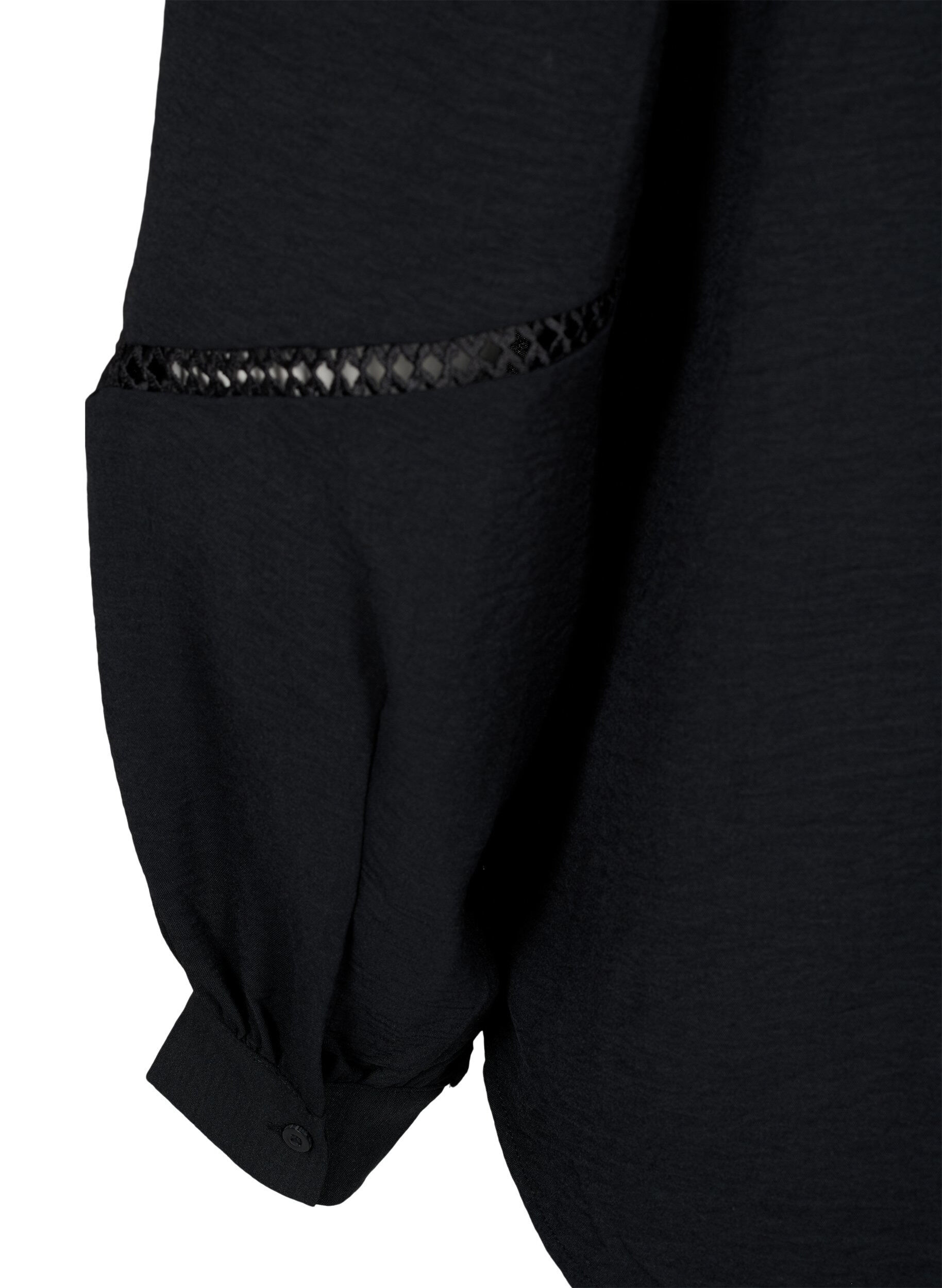 Zizzi Skjortebluse med heklede detaljer, Black, Packshot image number 4