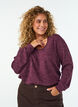 Jerseybluse med V-hals og lange ermer, M&oslash;rk Bordeaux, Model image number 0