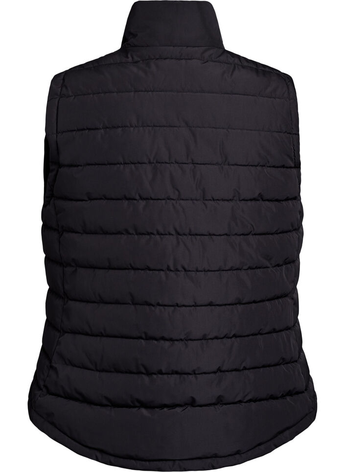 Sporty polstret vest med glidelås og lommer, Black, Packshot