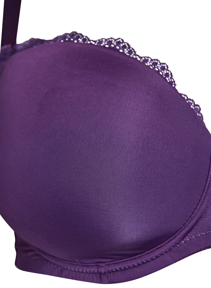 Formstøpt BH med bøyle og blonder detaljer, Lilla, Packshot image number 2