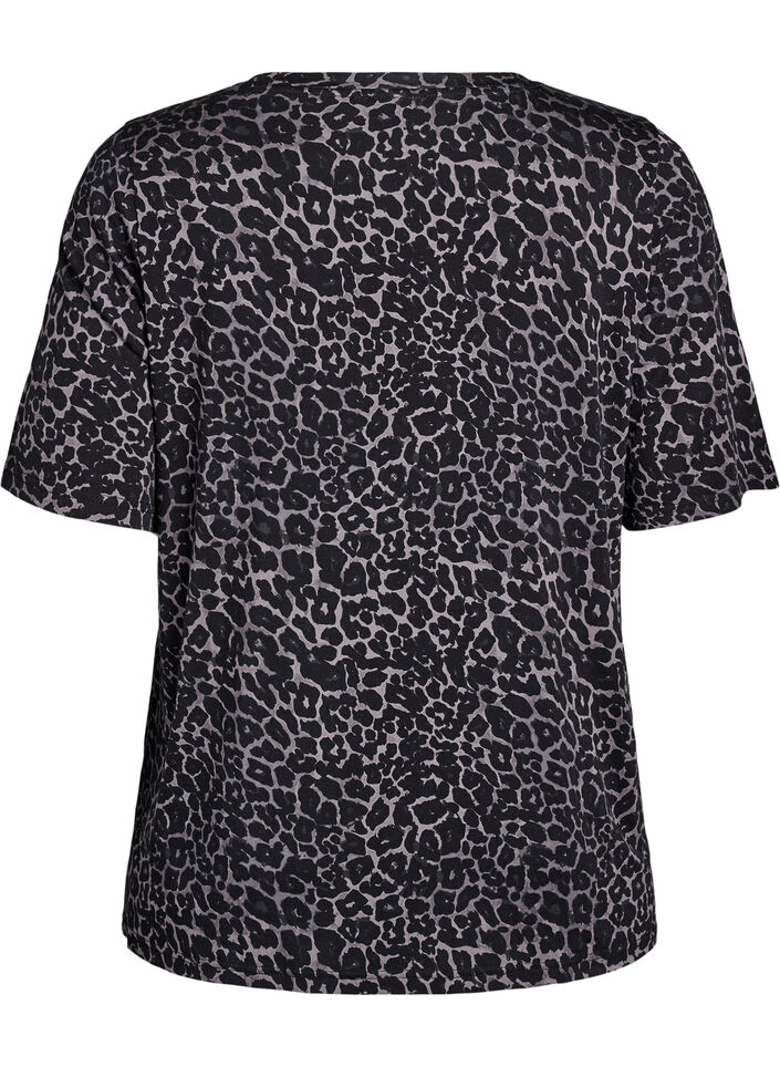 T-skjorte med TENCEL&trade; Lyocell og leopardm&oslash;nster, Gr&aring;, Packshot image number 1