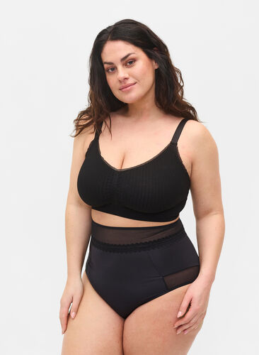 Truse med mesh og ekstra høyt liv, Black, Model image number 0