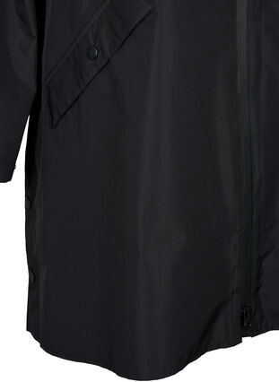 Regnjakke med lommer og hette, Black, Packshot image number 3
