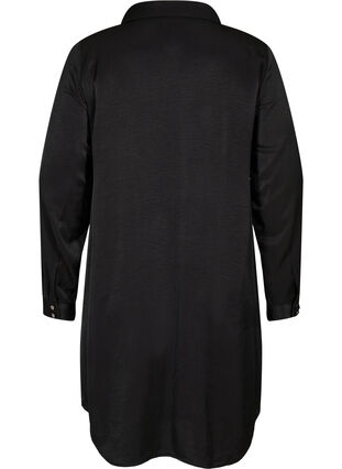 Langermet kjole med krage og glidelås, Black, Packshot image number 1