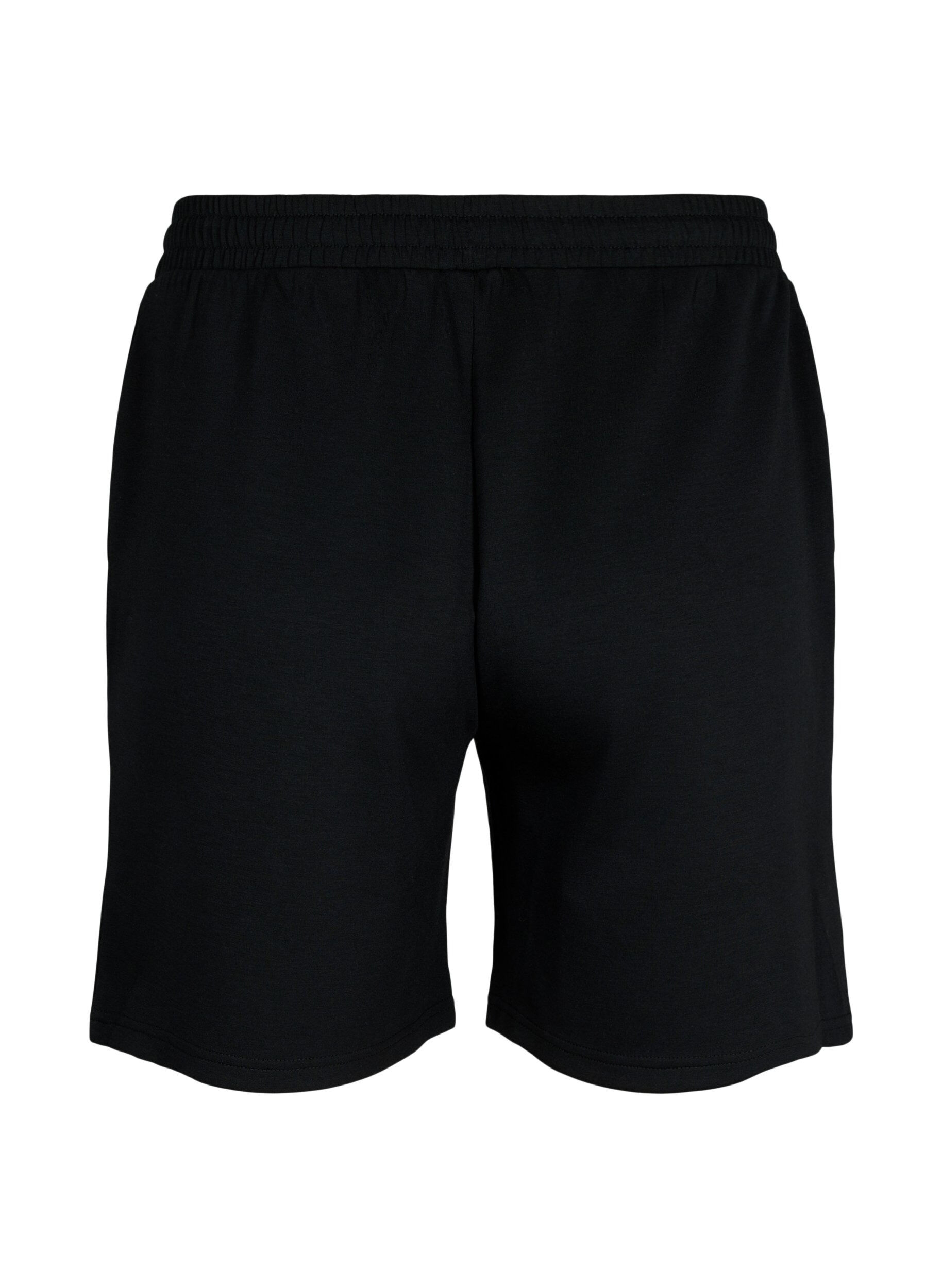 Zizzi Shorts laget av en modal-miks med lommer, Svart, Packshot image number 1