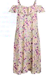 Blomstret midikjole med off-shoulder volang, Cloud Dancer FL AOP