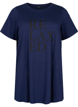 Oversize pysjamas T-skjorte i økologisk bomull, Peacoat W. relaxed, Packshot image number 0