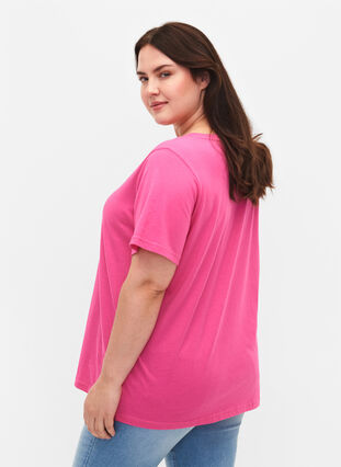 T-skjorte i bomull med tekst, Shocking Pink W. LOS, Model image number 1