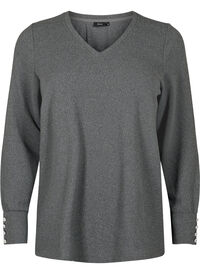 Langermet bluse med bred mansjett og knapper