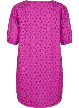 Zizzi Kort kjole med brodert blomster mønster, Vivid Viola, Packshot image number 1