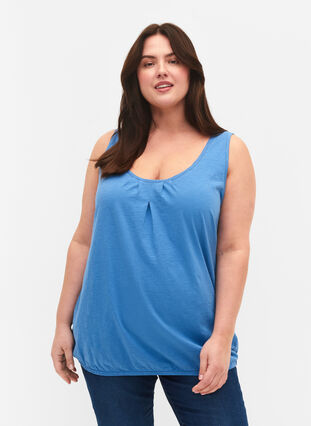 Bomullstopp med blondekant, Ultramarine, Model image number 0