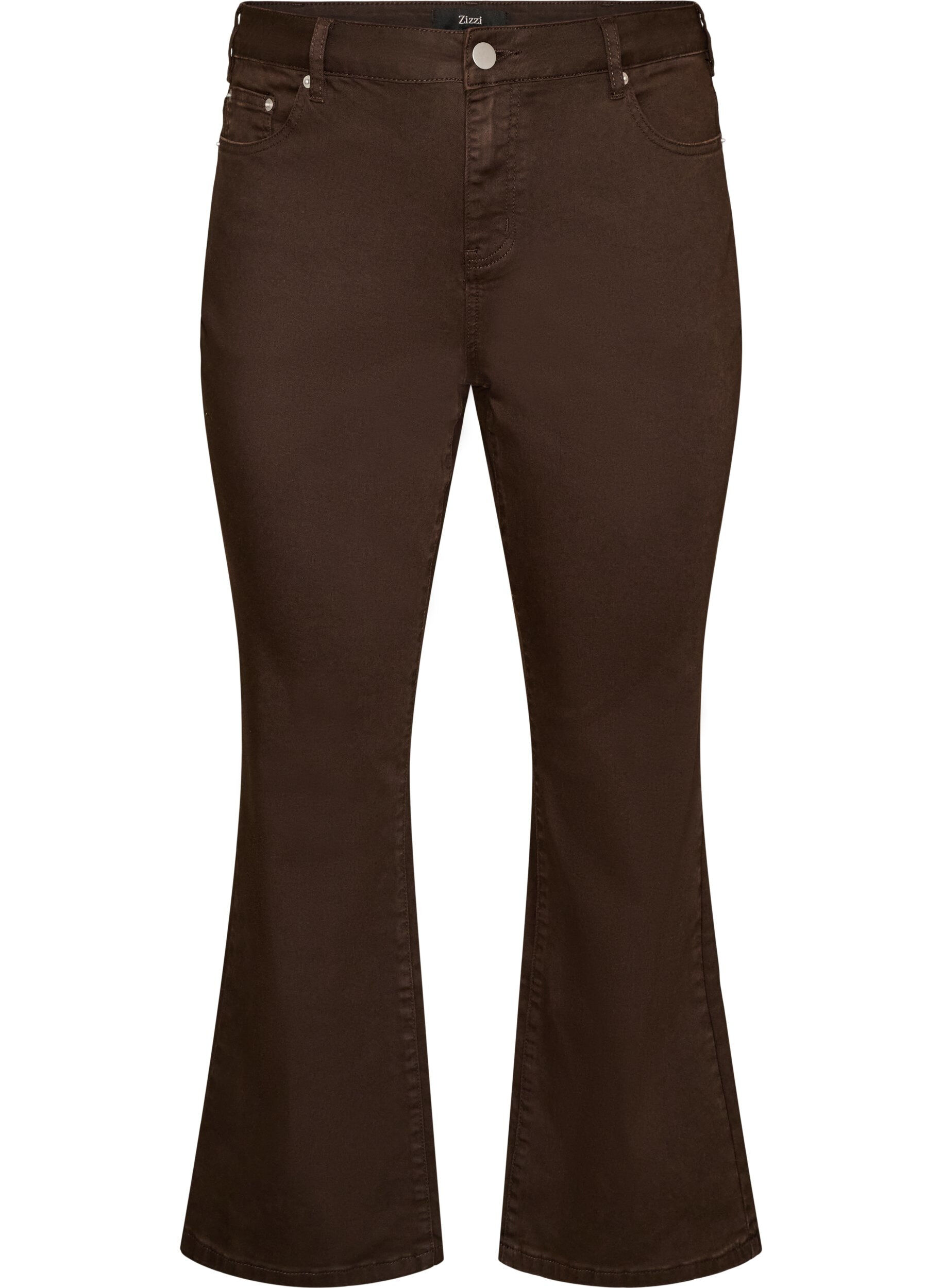 ZizziEllen bootcut-jeans i farget denim, Brun, Packshot image number 0
