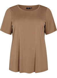 T-skjorte i Tencel ™ Modal med rund hals, Brun T-skjorte i Tencel ™ Modal med rund hals