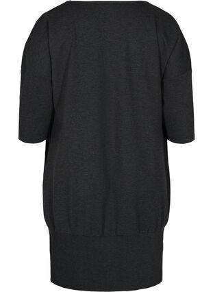 Ensfarget tunika med 3/4-ermer, Dark Grey Melange, Packshot image number 1