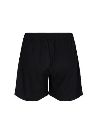 Løs shorts i bomullsblanding med lin, Black, Packshot image number 1