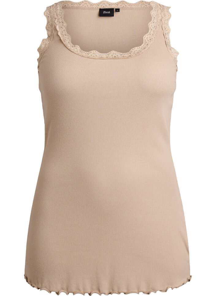 Topp med blondekant, Beige, Packshot image number 0