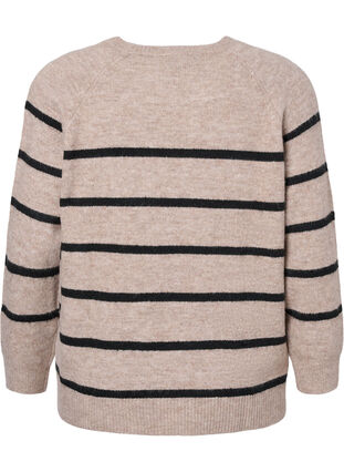 Strikket bluse med striper, Simply Taupe Mel., Packshot image number 1
