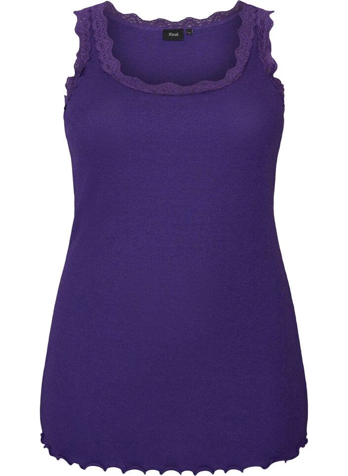 Topp med blondekant, Lilla, Packshot image number 0
