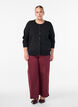 Finstrikket cardigan med rund hals, Svart, Model image number 1