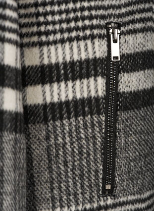 Rutete jakke med knappelukking og glidelås, Black Check, Packshot image number 3