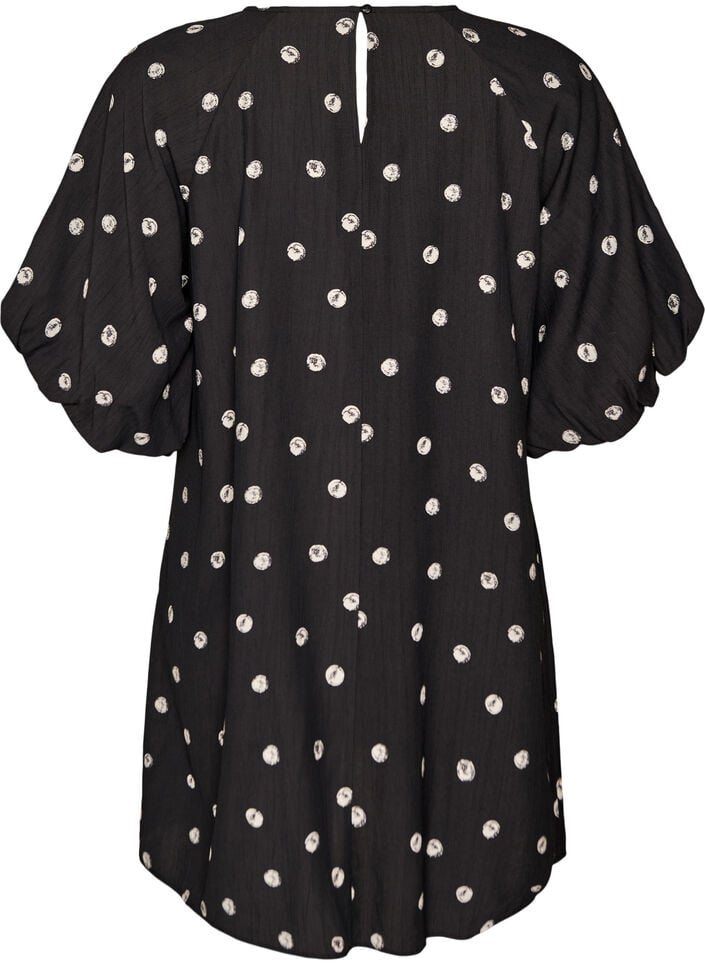 Kort kjole i viskose med ballongermer, 9990, Packshot image number 1