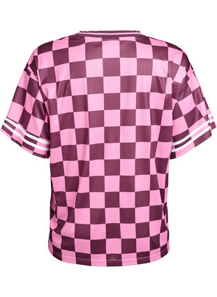 Zizzi Sporty T-skjorte med ruter og teksttrykk, Rød, Packshot image number 1