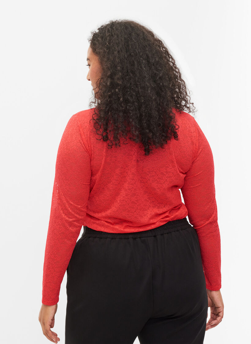 Tettsittende blondebluse med lange ermer, Hibiscus, Model image number 1