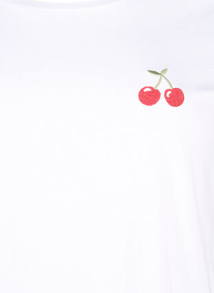 T-skjorte i bomull med broderte kirsebær, B.White CherryEMB., Packshot image number 2