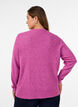 Melert strikkebluse med rund hals, Lilla, Model image number 2
