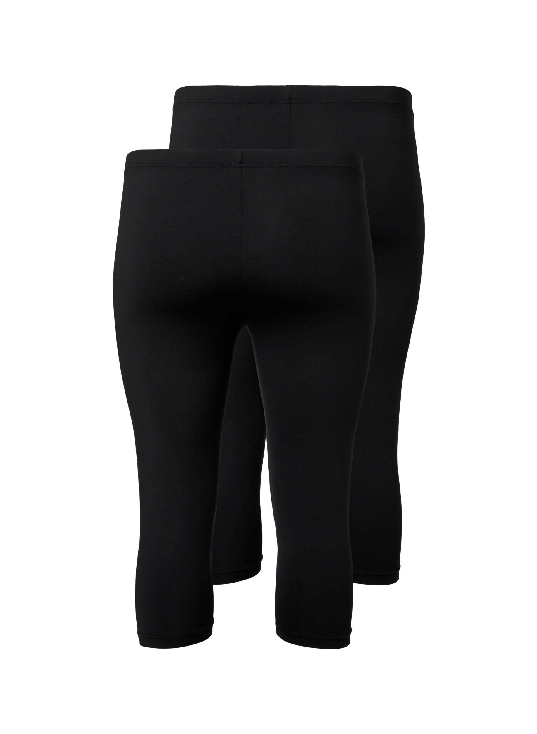 Zizzi 2-pack leggings med 3/4 lengde, Svart, Packshot image number 1